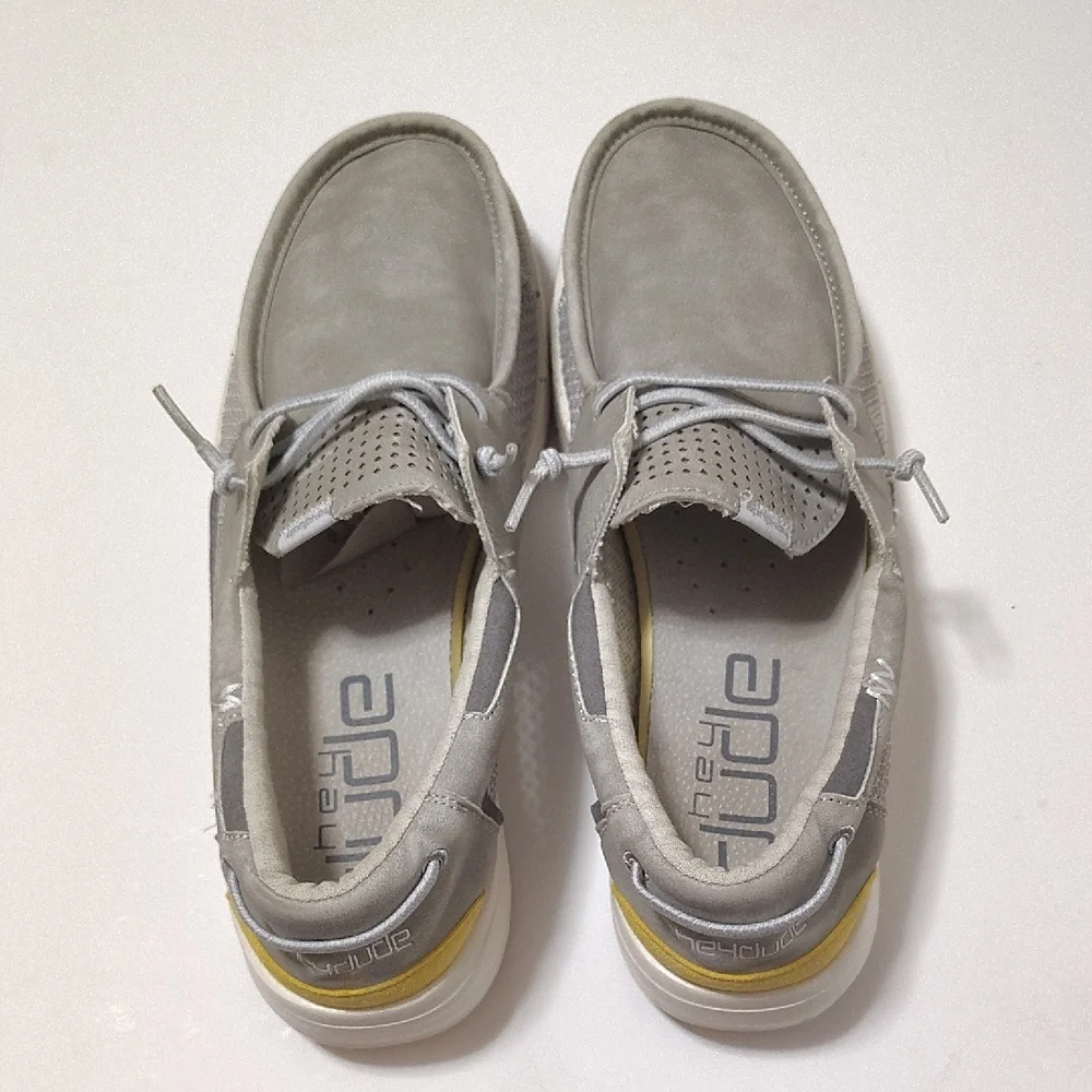 Hey Dude Welsh Grip Shoe Men's Light Gray Size 10 - Picture 2 of 8